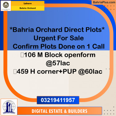 Residential Plot for Sale in Bahria Orchard, Lahore - (BP-195385)