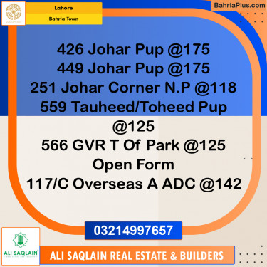 Residential Plot for Sale in Bahria Town, Lahore - (BP-195412)