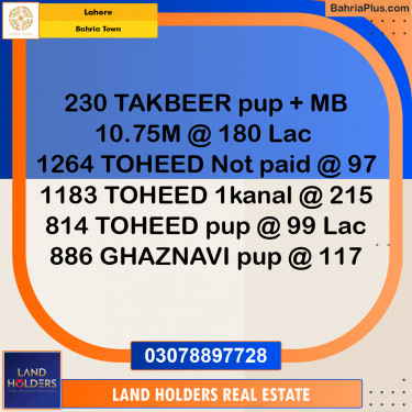 Residential Plot for Sale in Bahria Town, Lahore - (BP-195416)