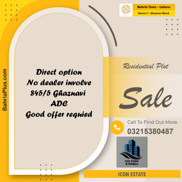 Residential Plot for Sale in Sector F - Ghaznavi Block -  Bahria Town, Lahore - (BP-195417)