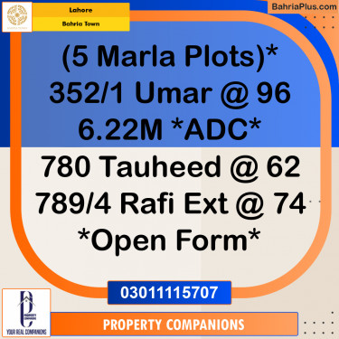 Residential Plot for Sale in Bahria Town, Lahore - (BP-195440)