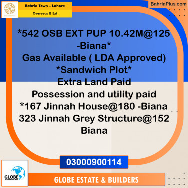 Residential Plot for Sale in Overseas B Ext -  Bahria Town, Lahore - (BP-195504)