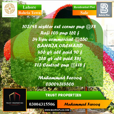 Residential Plot for Sale in Bahria Town, Lahore - (BP-195515)