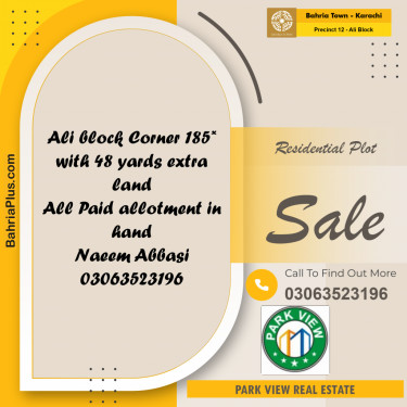 125 Sq. Yards Residential Plot for Sale in Precinct 12 - Ali Block -  Bahria Town, Karachi - (BP-195533)