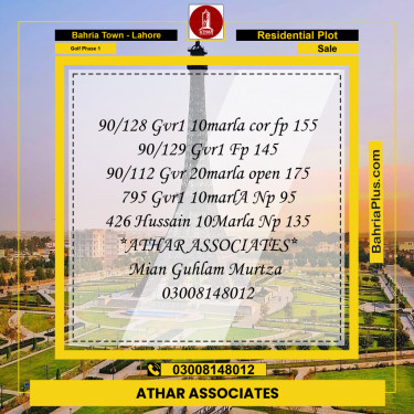 Residential Plot for Sale in Golf Phase 1 -  Bahria Town, Lahore - (BP-195541)