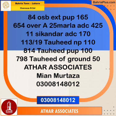 Residential Plot for Sale in Overseas B Ext -  Bahria Town, Lahore - (BP-195570)