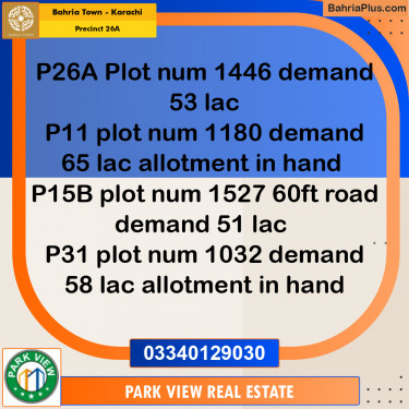 125 Sq. Yards Residential Plot for Sale in Precinct 26A -  Bahria Town, Karachi - (BP-195638)