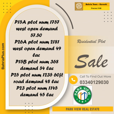 125 Sq. Yards Residential Plot for Sale in Precinct 15-B -  Bahria Town, Karachi - (BP-195640)