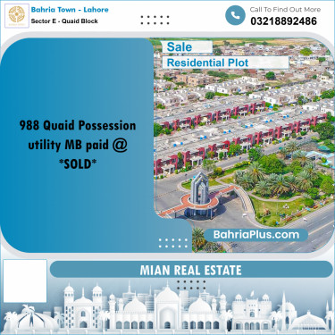 Residential Plot for Sale in Sector E - Quaid Block -  Bahria Town, Lahore - (BP-195641)