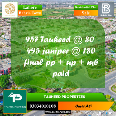 Residential Plot for Sale in Bahria Town, Lahore - (BP-195660)