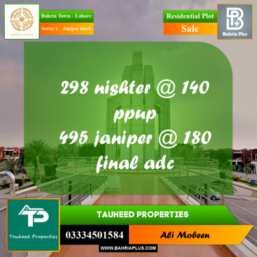 Residential Plot for Sale in Sector C - Janiper Block -  Bahria Town, Lahore - (BP-195665)
