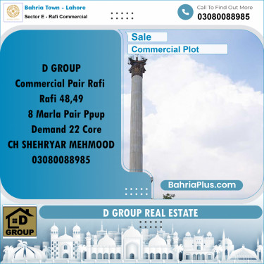 Commercial Plot for Sale in Sector E - Rafi Commercial -  Bahria Town, Lahore - (BP-195706)