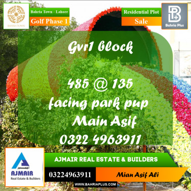 Residential Plot for Sale in Golf Phase 1 -  Bahria Town, Lahore - (BP-195723)