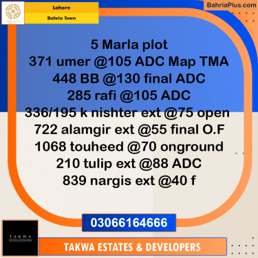 Residential Plot for Sale in Bahria Town, Lahore - (BP-195727)