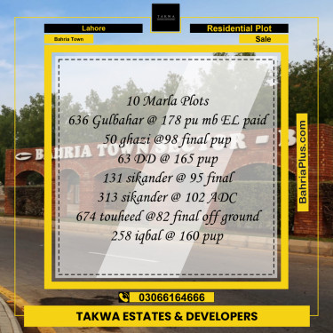 Residential Plot for Sale in Bahria Town, Lahore - (BP-195729)