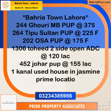 Residential Plot for Sale in Sector B - Ghouri Block -  Bahria Town, Lahore - (BP-195793)