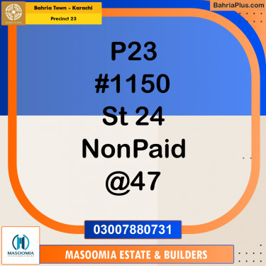 125 Sq. Yards Residential Plot for Sale in Precinct 23 -  Bahria Town, Karachi - (BP-195804)