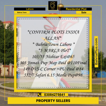 Residential Plot for Sale in Bahria Town, Lahore - (BP-195825)