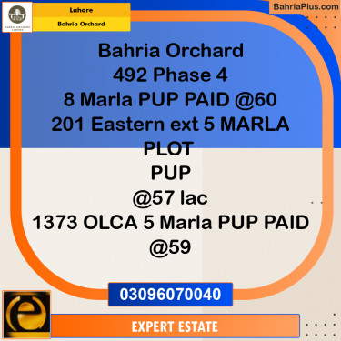 Residential Plot for Sale in Bahria Orchard, Lahore - (BP-195844)