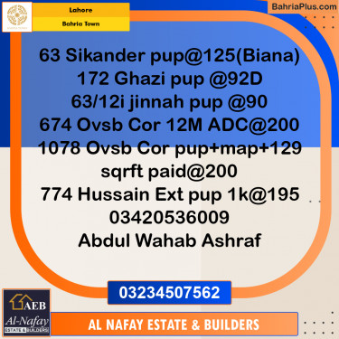 Residential Plot for Sale in Bahria Town, Lahore - (BP-195876)