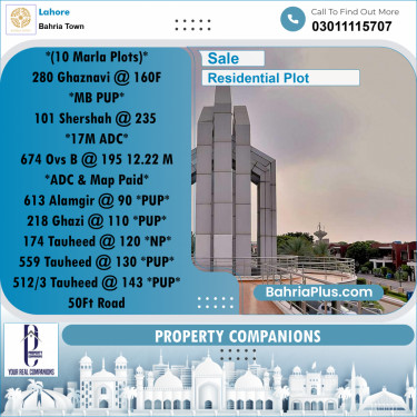 Residential Plot for Sale in Bahria Town, Lahore - (BP-195893)