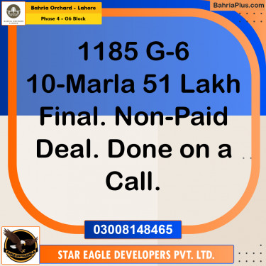 Residential Plot for Sale in Phase 4 - G6 Block -  Bahria Orchard, Lahore - (BP-195918)