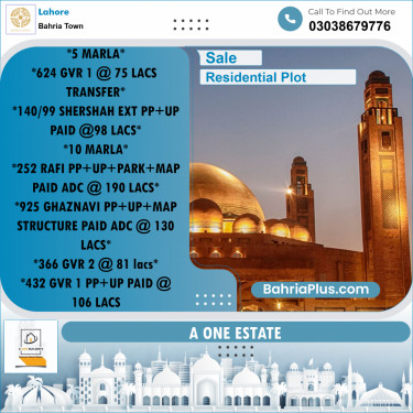 Residential Plot for Sale in Bahria Town, Lahore - (BP-195953)