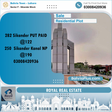 Residential Plot for Sale in Sector F - Sikander Block -  Bahria Town, Lahore - (BP-195993)
