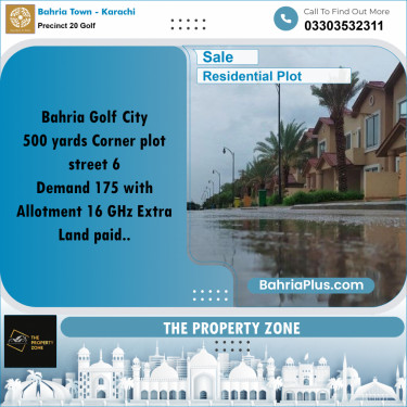 500 Sq. Yards Residential Plot for Sale in Precinct 20 Golf -  Bahria Town, Karachi - (BP-195994)