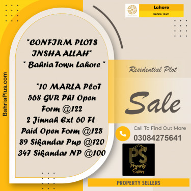 Residential Plot for Sale in Bahria Town, Lahore - (BP-196002)