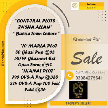 Residential Plot for Sale in Bahria Town, Lahore - (BP-196004)