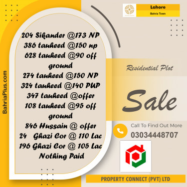 Residential Plot for Sale in Bahria Town, Lahore - (BP-196064)