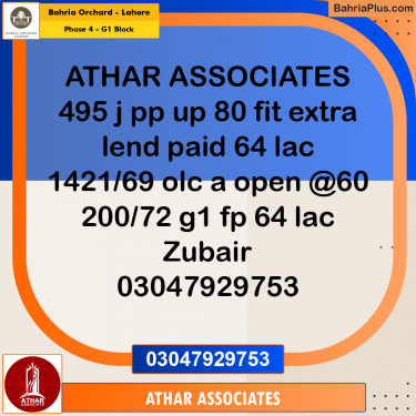 Residential Plot for Sale in Phase 4 - G1 Block -  Bahria Orchard, Lahore - (BP-196082)