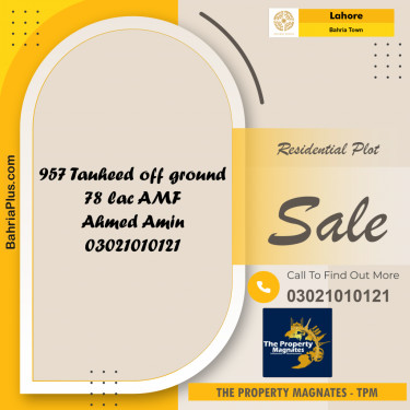 Residential Plot for Sale in Bahria Town, Lahore - (BP-196129)