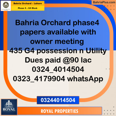 Residential Plot for Sale in Phase 4 - G4 Block -  Bahria Orchard, Lahore - (BP-196141)