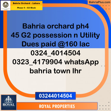 Residential Plot for Sale in Phase 4 - G2 Block -  Bahria Orchard, Lahore - (BP-196147)