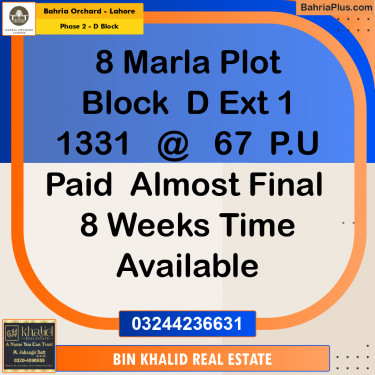 Residential Plot for Sale in Phase 2 - D Block -  Bahria Orchard, Lahore - (BP-196211)