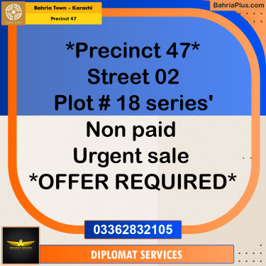 250 Sq. Yards Residential Plot for Sale in Precinct 47 -  Bahria Town, Karachi - (BP-196213)