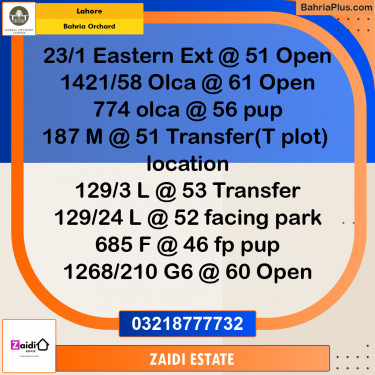 Residential Plot for Sale in Bahria Orchard, Lahore - (BP-196253)