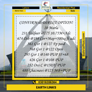 Residential Plot for Sale in Bahria Town, Lahore - (BP-196285)