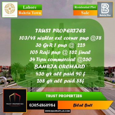 Residential Plot for Sale in Bahria Town, Lahore - (BP-196289)