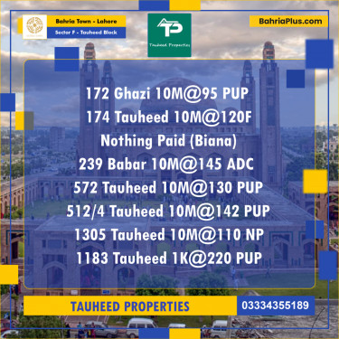 Residential Plot for Sale in Sector F - Tauheed Block -  Bahria Town, Lahore - (BP-196318)