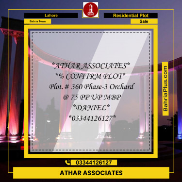 Residential Plot for Sale in Bahria Town, Lahore - (BP-196353)