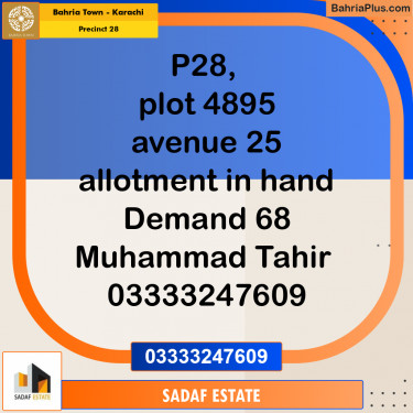 125 Sq. Yards Residential Plot for Sale in Precinct 28 -  Bahria Town, Karachi - (BP-196423)