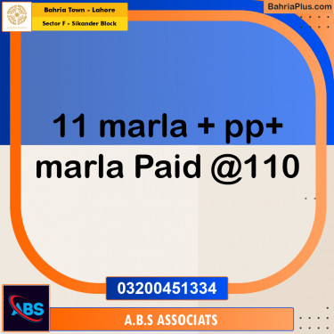 Residential Plot for Sale in Sector F - Sikander Block -  Bahria Town, Lahore - (BP-196447)