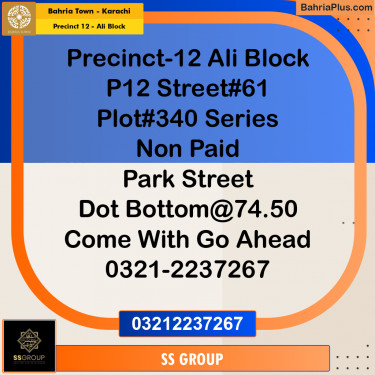 125 Sq. Yards Residential Plot for Sale in Precinct 12 - Ali Block -  Bahria Town, Karachi - (BP-196481)