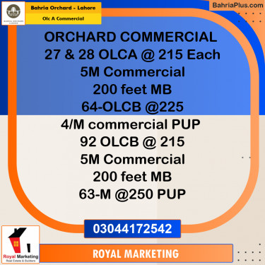 Commercial Plot for Sale in OLC A Commercial -  Bahria Orchard, Lahore - (BP-196506)