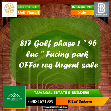Residential Plot for Sale in Golf Phase 1 -  Bahria Town, Lahore - (BP-196515)