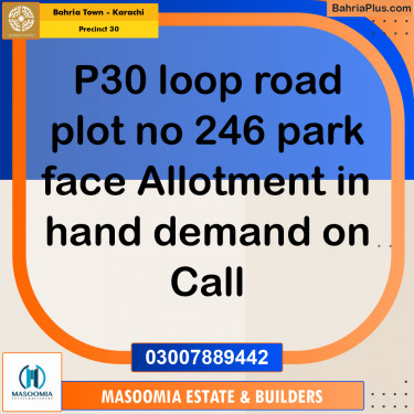 250 Sq. Yards Residential Plot for Sale in Precinct 30 -  Bahria Town, Karachi - (BP-196537)
