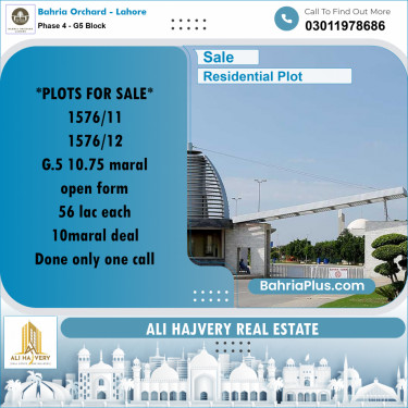 Residential Plot for Sale in Phase 4 - G5 Block -  Bahria Orchard, Lahore - (BP-196538)